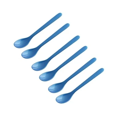 Afbeelding van FACKELMANN Set van 6 eierlepels ontbijtlepels 14 cm kleur: blauw hoogwaardig kunststof ideaal voor de ontbijttafel