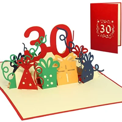 Afbeelding van LINPopUp®, LIN17348, Pop Up Kaart, Verjaardag 30 Jubiliäum 3D Wenskaart Verjaardagskaart 30e Verjaardag, N241