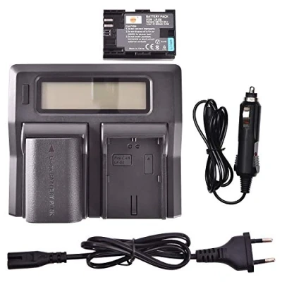 Afbeelding van DSTE® Vervangende batterij LP E6 + LCD dubbele oplader compatibel met Canon E6N EOS 5D Mark II III IV 5DS R 6D 7D 60D 60Da 70D 80D 90D II/III XC10 XC15 digitale camera