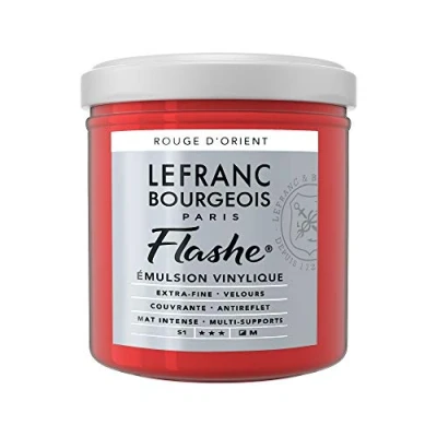Afbeelding van Lefranc Bourgeois 300571 Flashe acryl en vinylverf, lichtecht, dekkend bestand tegen veroudering 125ml Pot, Oriental Red