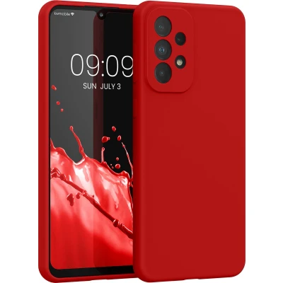 Afbeelding van kwmobile telefoonhoesje geschikt voor Samsung Galaxy A33 5G Hoesje met siliconen coating Smartphone case in klassiek rood