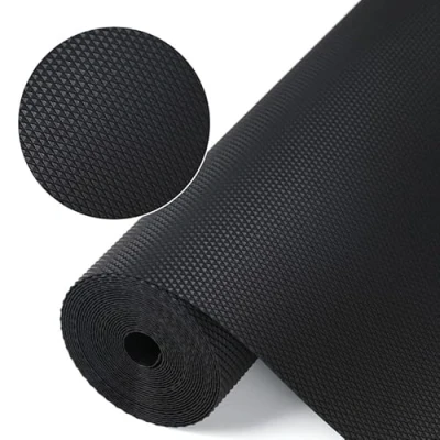 Afbeelding van HooTown Shelf Liner Keukenladematten, niet klevende EVA koelkastbekledingen met waterdichte, duurzame koelkasttafel, placemats voor kast, ladebekleding (zwart, 30 cm x 150 cm)