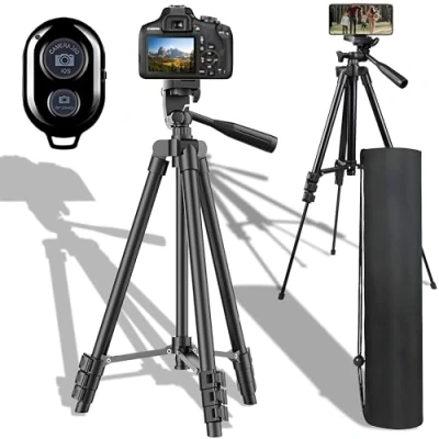 Afbeelding van Retoo 4 in 1 aluminium smartphone statief met bluetooth afstandsbediening, hoogte 100cm, lichte driepoot standaard mobiele telefoon, camera, inclusief afdekking, compatibel iPhone, Samsung