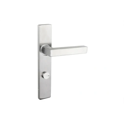 Afbeelding van Lavuzo deurkruk Viterbo RVS met rechthoekig schild WC63/8 badkamersluiting Per set