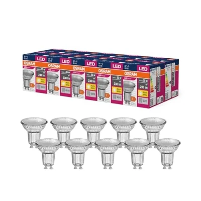 Afbeelding van OSRAM LED Star Value PAR16 reflectorlamp met 36 graden stralingshoek, GU10 basis, 2,6 watt, warm wit (2700K), vervanging voor traditionele spotlampen van 35 verpakking 10 stuks