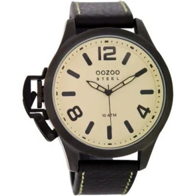 Afbeelding van OOZOO Timepieces zwarte horloge met leren band OS342