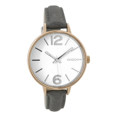 Afbeelding van OOZOO Timepieces Rosé goudkleurige horloge met olifant grijze leren band C9483