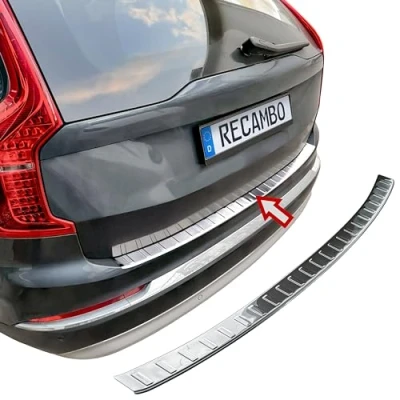 Afbeelding van RECAMBO Bumperbescherming roestvrij staal hoogglans gepolijst, chroom look compatibel met Volvo XC90 2 BJ vanaf 2015 styling en bescherming voor de bumper