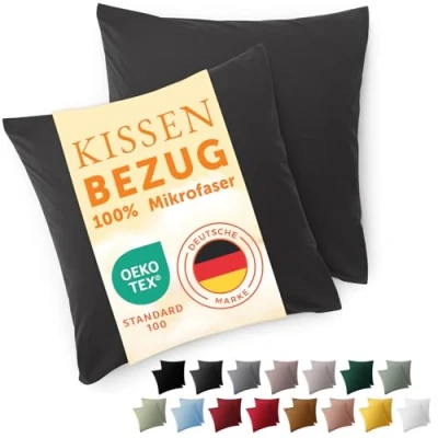 Afbeelding van Blumtal set van 2 kussenslopen 60 x kussensloop, kussensloop zachte, geborstelde microvezelstof, antraciet