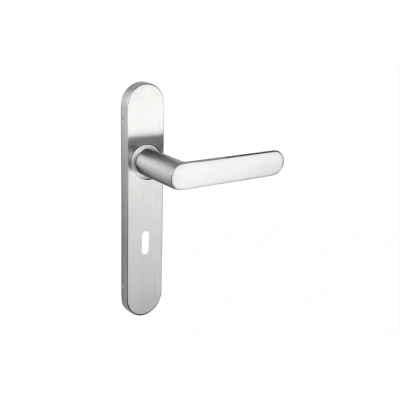 Afbeelding van Lavuzo deurkruk Novara RVS met afgerond schild SL72 Per set