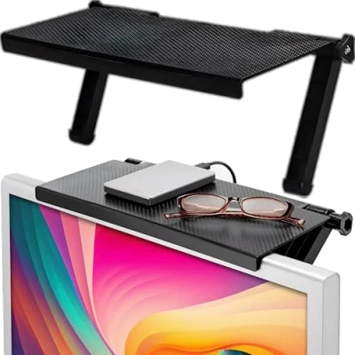 Afbeelding van Retoo Verstelbare Scherm, tv Top plank 35x16,5 cm met 360 inch draaibaar, rek boven verstelbaar, shelf beeldschermrek voor mobiele telefoon, standaard, gameconsole, router, zwart