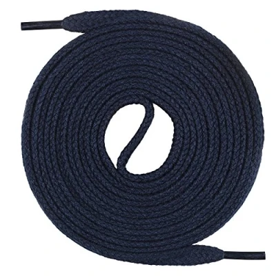 Afbeelding van Mount Swiss© Premium veters, 1 paar platte 100% katoen, scheurvast, breedte 7 mm, lengte 45 200 cm, 120 donkerblauw