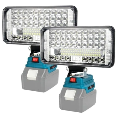 Afbeelding van AUTOJARE Acculamp van 178 mm voor Makita, 18 V, 90 W, draadloze led werklamp, 7500 lumen, draagbare schijnwerper, 2 helderheidsinstellingen, bouwplaatslamp met USB opladers, stuks (178 mm, zonder
