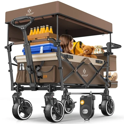 Afbeelding van KESSER® Bolderkar GTS 9100 opvouwbaar met Dak tot 80 kg draagvermogen Grijs