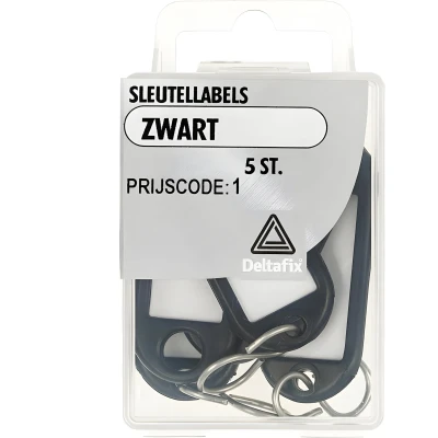 Afbeelding van Deltafix sleutel toebehoren sleutellabels zwart 5 st.