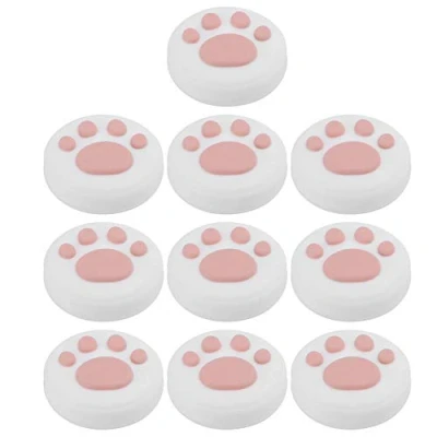 Afbeelding van Cat Paw Thumb Grip Caps 10 Stuks Vervangende Siliconen Grips Analoge Stick Cover Joystick Cap Universeel voor Switch Lite(Roze poot op wit)
