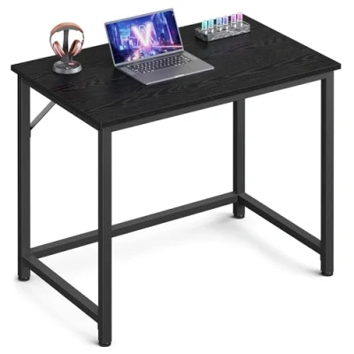 Afbeelding van VASAGLE bureau, klein computerbureau, bureau voor werkkamer, slaapkamer, 50 x 80 76 cm, industrieel ontwerp, metalen frame, zwart LWD038B56