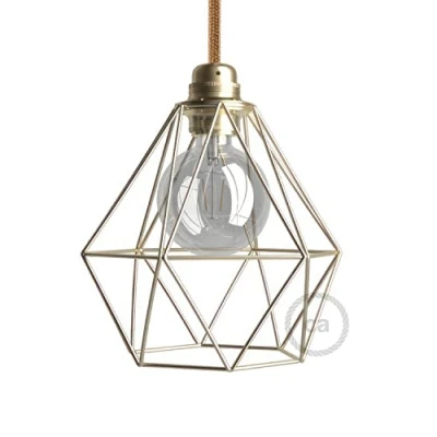 Afbeelding van creative cables Kooi Diamond lampenkap van metaal met E27 fitting messing