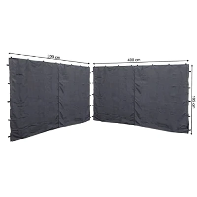 Afbeelding van QUICK STAR 2 zijpanelen met ritssluiting voor paviljoen 3x4m zijwand antraciet RAL 7012