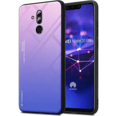 Afbeelding van Cadorabo Hoesje geschikt voor Huawei MATE 20 LITE in ROZE BLAUW Tweekleurige beschermhoes TPU silicone Case Cover