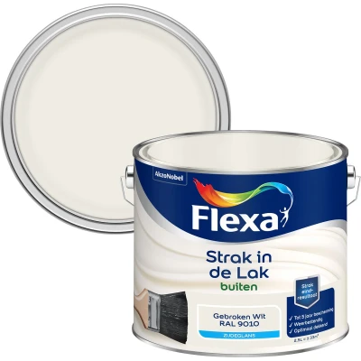 Afbeelding van flexa strak in de lak buitenlak zijdeglans ral 9010 2.5 ltr