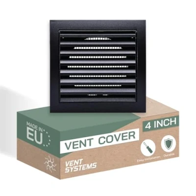 Afbeelding van Vent Systems Ø 100 mm 148 x 153 antraciet kapventilatie met ingebouwd ongediertebeschermingsrooster, robuuste luchtontluchtingsafdekking, HLK afvoerluchtkanaalafdekking, uitlaatkap