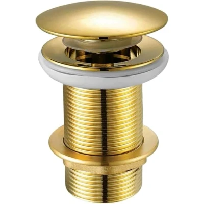 Afbeelding van Xcel Home Goud Unslotted Basin Waste, Paddestoel Dome, Pop Up, Messing, gepolijst, Vervanging Badkamer Wastafel Plug