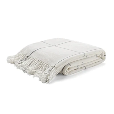 Afbeelding van Arus Highlands Collection Tartan Plaid Design Queen Size Gooi Deken Off White 152 cm X 203