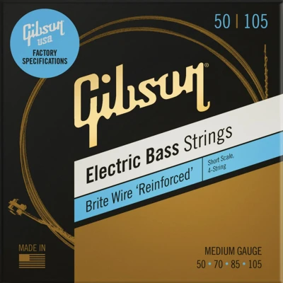 Afbeelding van Gibson SBG SSM Brite Wire Bass Strings Short Scale 50 105 (Medium) Snarenset voor 4 string basgitaar