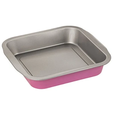 Afbeelding van Zenker 7477 creatieve studio brownie bakvorm, chocoladecake bakplaat met antiaanbaklaag, cakevorm: ca. 270 x 260 50 mm, creatief bakken (kleur: roze, zilver), hoeveelheid: 1 stuk