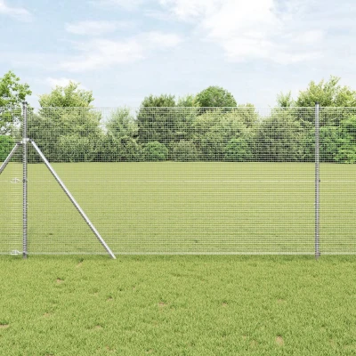 Afbeelding van vidaXL Gelaste Draad Schutting met 7 Palen 1.2x10 m Gegalvaniseerd Staal