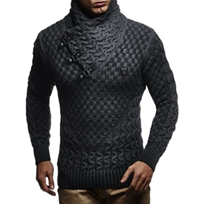 Afbeelding van Leif Nelson MIT Schalkragen Trui, Heren, Maat: XL, Anthrazit schwarz