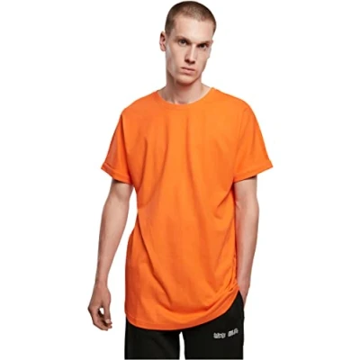 Afbeelding van Urban Classics LONG Shaped Turnup Tshirt basic, Heren, Maat: XL, Orange