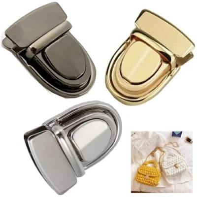 Afbeelding van LiJuanWang Tasje met draaisluiting, 6 stuks, push lockset, portemonnee, lock sluiting, steekslot voor tassen, tassluiting, catch tuck lock, leren tas, handtas, doe het zelf handwerktas