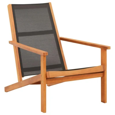 Afbeelding van Loungestoel massief eucalyptushout en textileen zwart