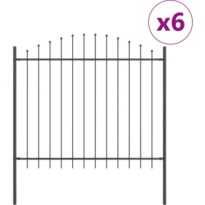 Afbeelding van vidaXL Tuinafscheiding met Boogtop Grijs 10,2x1,5 m Staal