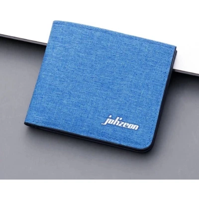 Afbeelding van Canvas Denim Portemonnee Compacte Portefeuilles kaarthouder Blauw