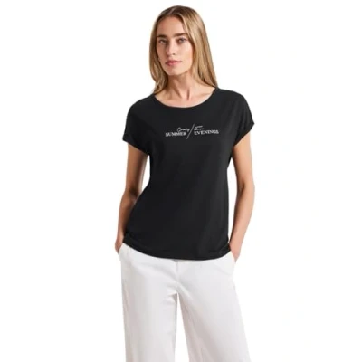 Afbeelding van Street One Print Tshirt print, Dames, Maat: 44, Schwarz