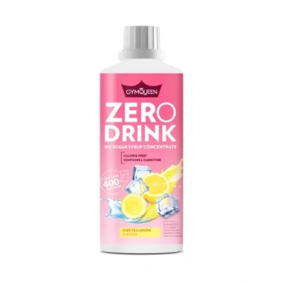 Afbeelding van GymQueen Zero Drink Citroen Ijsthee 1000ml, drinkconcentraat 1:80, verrijkt met B vitaminen voor uw stofwisseling en L carnitine, drinksiroop weinig calorieën