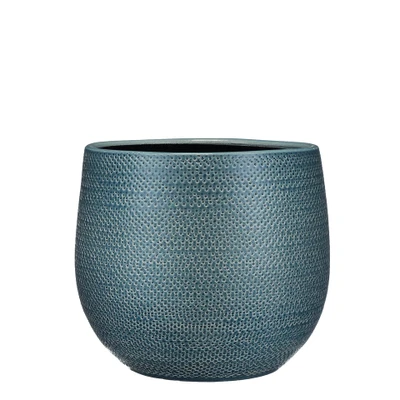 Afbeelding van Mica Decorations gabriel ronde bloempot blauw maat in cm: 25 x 29