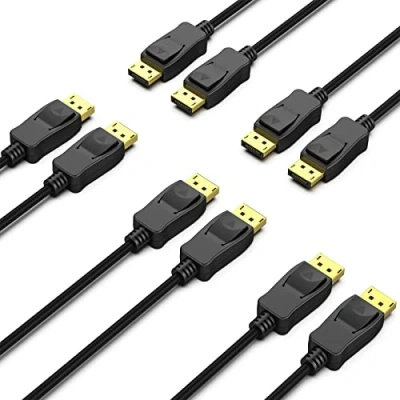 Afbeelding van BENFEI [VESA gecertificeerd] DisplayPort DP 1.2 kabel 1,8 m 4K, 5 stuks naar 4K @60Hz 2K @165Hz/144Hz/120Hz, geschikt voor pc monitor, gaming grafische kaart