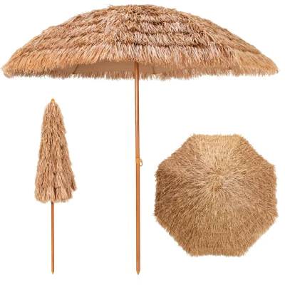 Afbeelding van COSTWAY Parasol Hawaii, strandscherm, stro, tuinscherm, stroparasol, marktparasol, terrasparasol voor tuin, balkon, strand