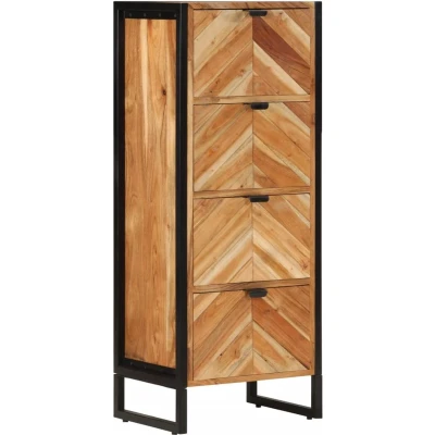 Afbeelding van Badkamerkast 40x30x100 cm massief acaciahout en ijzer