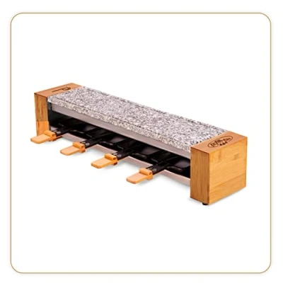 Afbeelding van LITTLE BALANCE 8619 Raclette 4 Meuuh...!, Raclette, Baksteen, Natuursteen, Graniet, 2 functies in 1 apparaat, personen, spatels + planken, 600 W, bamboe