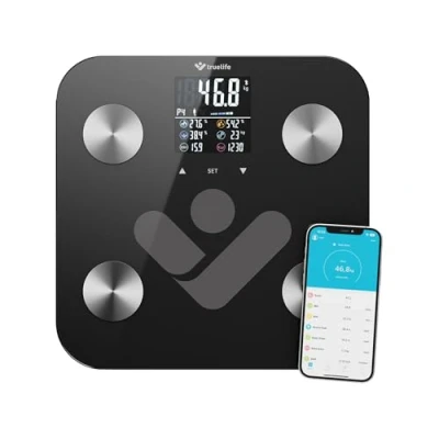 Afbeelding van TrueLife FitScale W6 BT Personendiagnostische Bluetooth weegschaal, meting met bio elektrische impedantie analyse, 19 meetbare lichaamsindicaten, gekleurd lcd display, tot 8 gebruikers, mobiele app