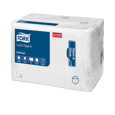 Afbeelding van Tork Lunchservet 33x33cm 1 laags 1/4 vouw Wit 509300