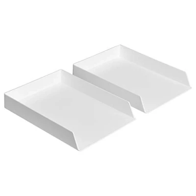 Afbeelding van Amazon Basics Brievenbakje, rechthoekig, plastic, organizer, set van 2, wit