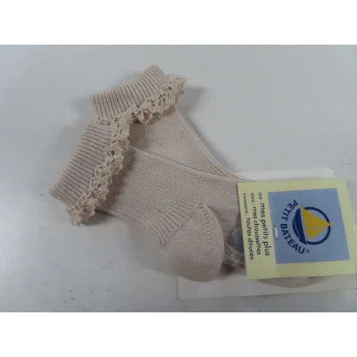 Afbeelding van Petit Bateau Sokken 2 Pack Meisjes Beige Kantjes 3 maand 17/18