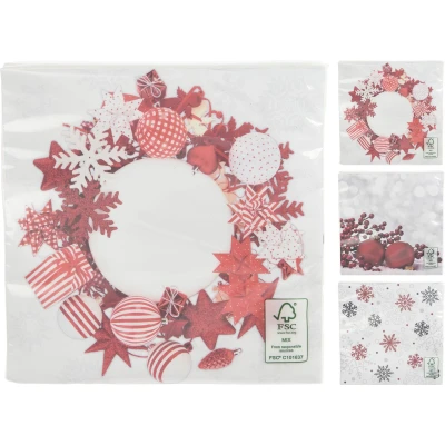 Afbeelding van Kerst servetten 33x33 cm 20 sts 3Ass