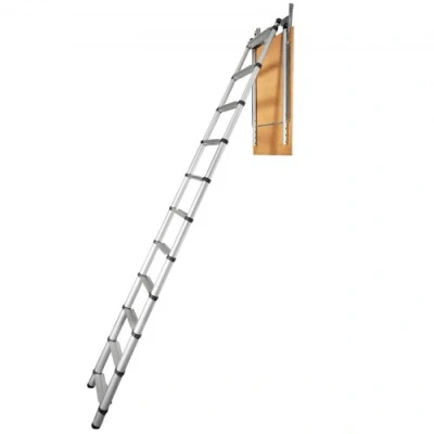 Afbeelding van VEVOR Zolderladder telescopisch, 350 lb capaciteit, 39,3 inch x 23,6 inch, multifunctionele aluminium verlenging, lichtgewicht en draagbaar, past op plafondhoogtes van 9,8 10,5 gemakkelijke